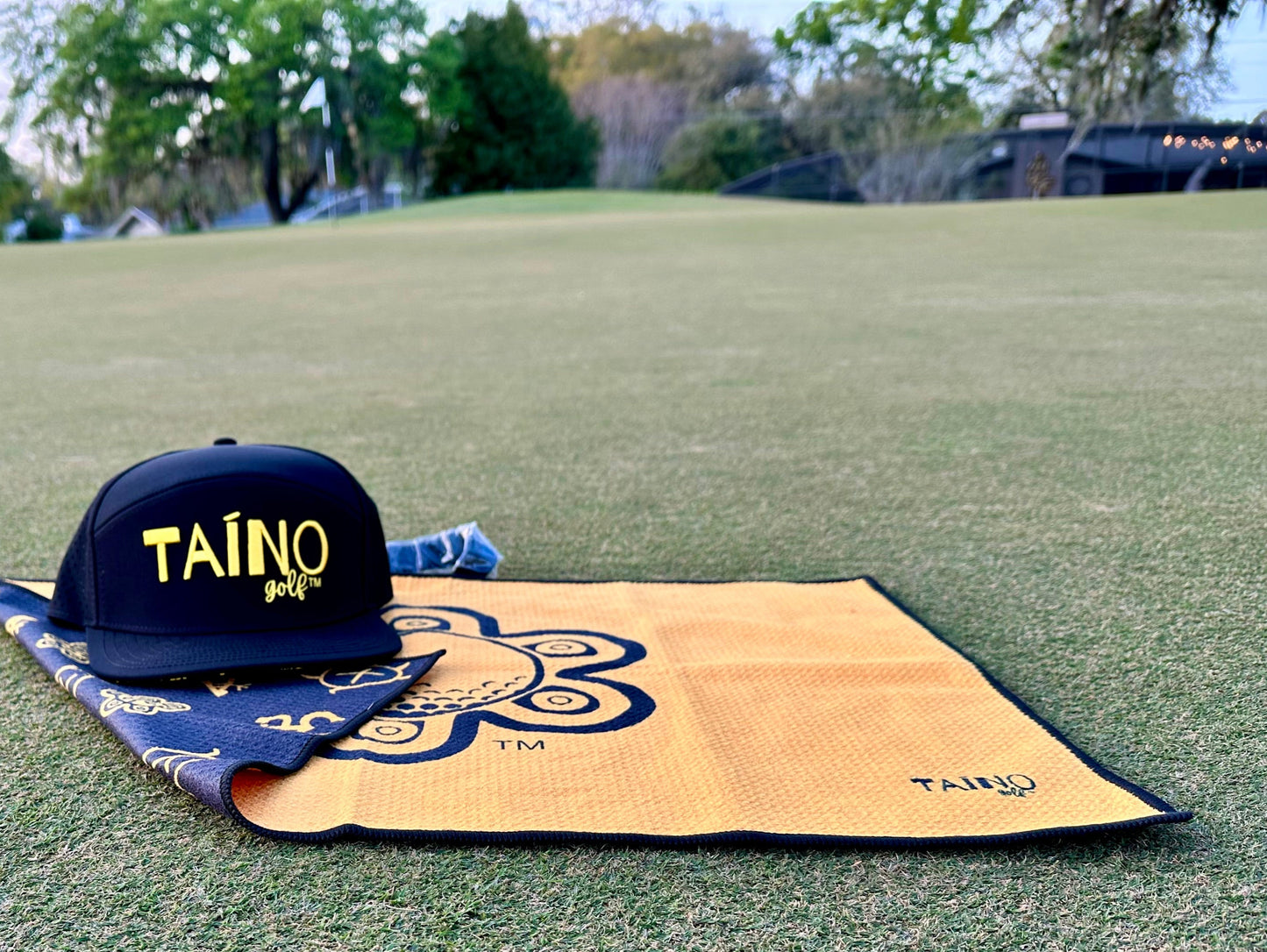 Taino Golf Black and Yellow Towel