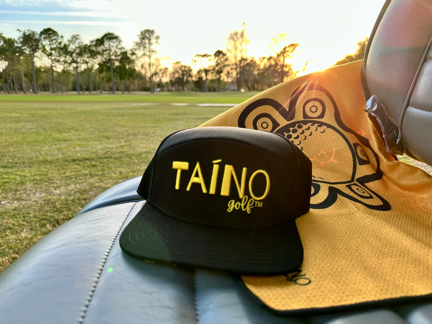 Taino Golf Black and Yellow Towel