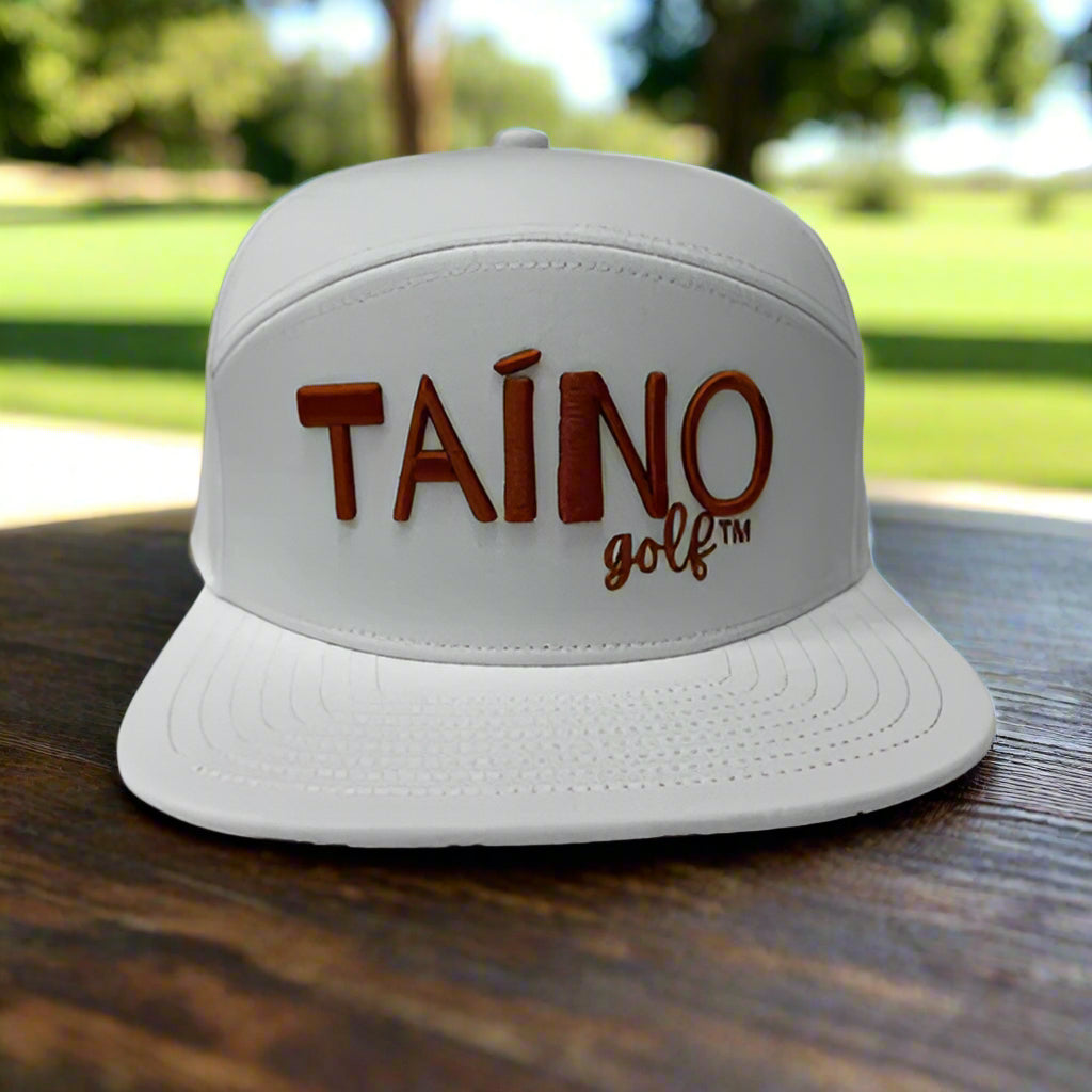 Taino Golf Hat White w/ Brown