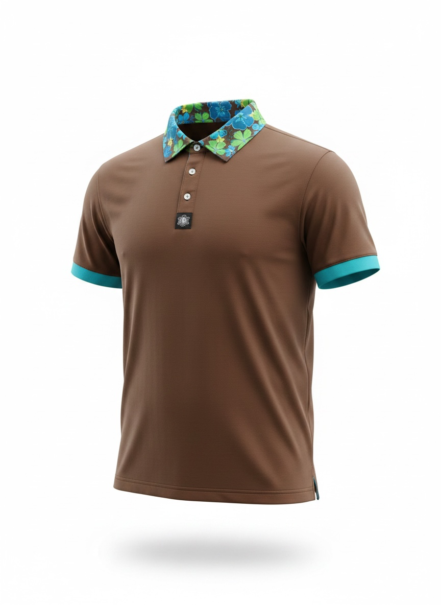 Kayéna Bloom Lagoon - Tierra Brown Golf Shirt
