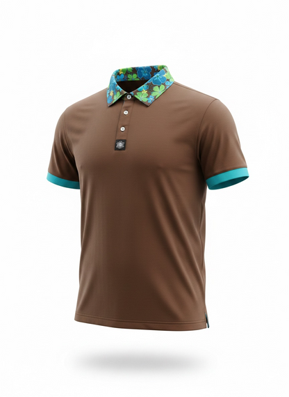 Kayéna Bloom Lagoon - Tierra Brown Golf Shirt