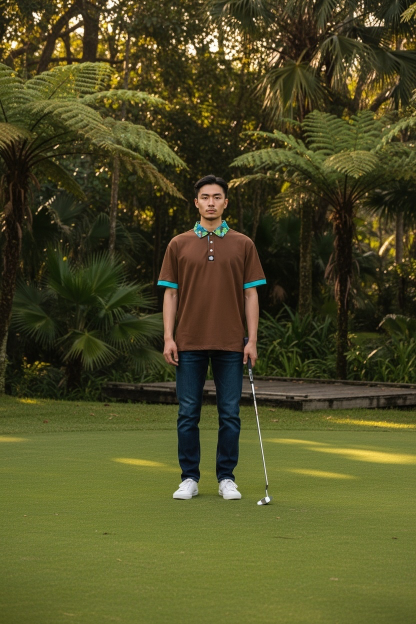 Kayéna Bloom Lagoon - Tierra Brown Golf Shirt