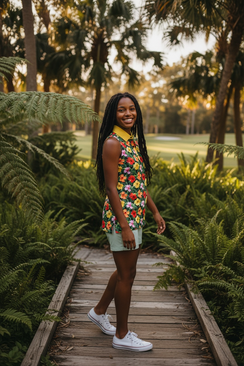 Flor del Caribe Full Bloom Women’s Golf Shirt