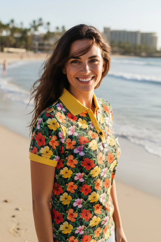 Flor del Caribe Full Bloom Women’s Golf Shirt