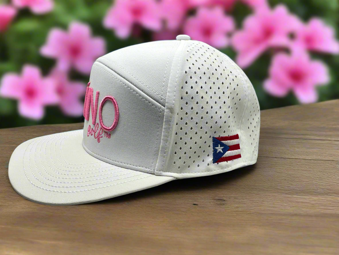 Taino Golf Hat White w/ Pink